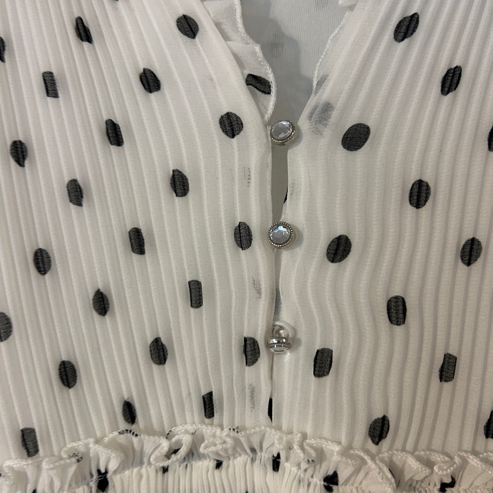 Zara Ivory Top with Charcoal Dots
